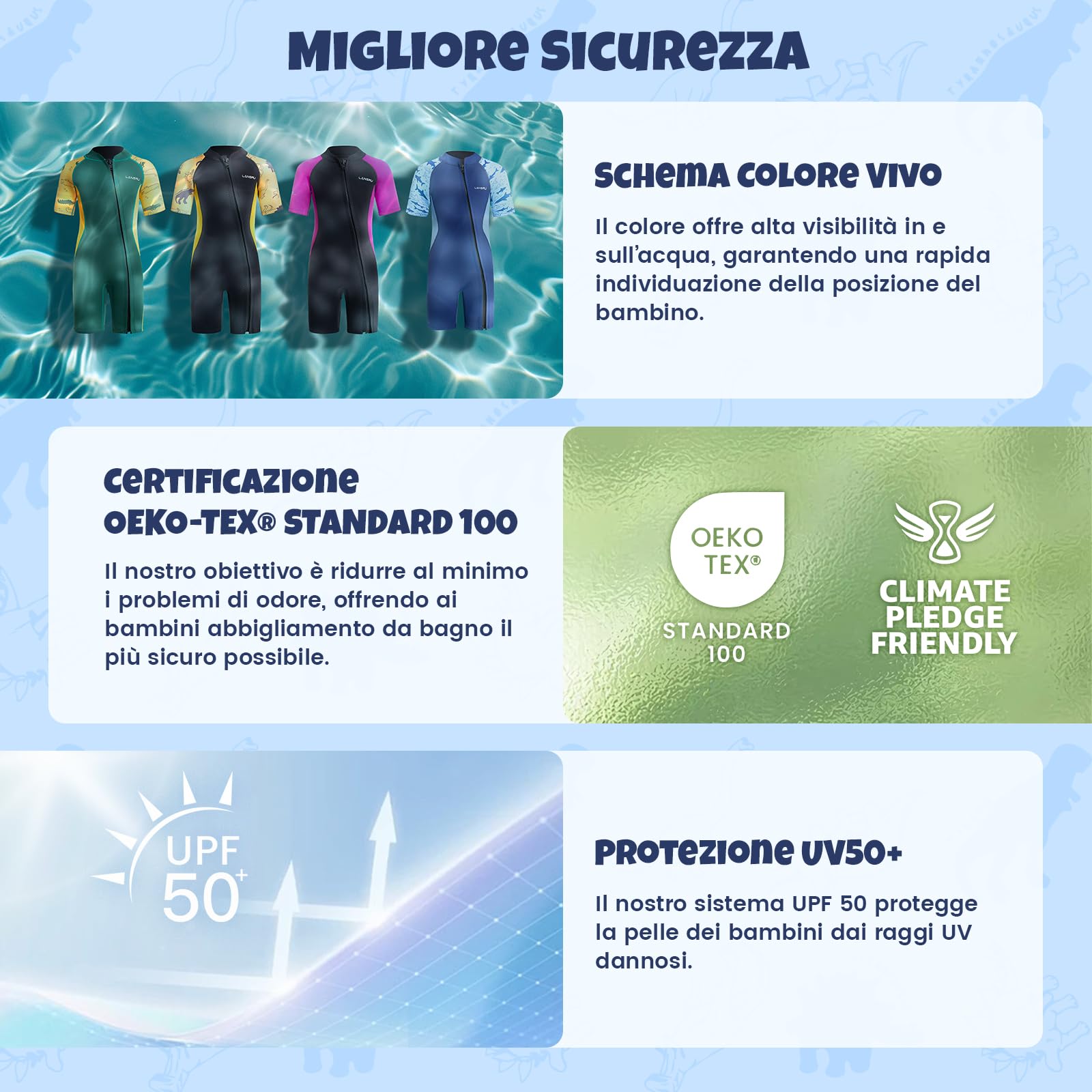 Muta in neoprene per bambini – 2,5 mm con materiale SCR migliorato, cerniera continua e protezione UV termica, per surf, nuoto e immersioni