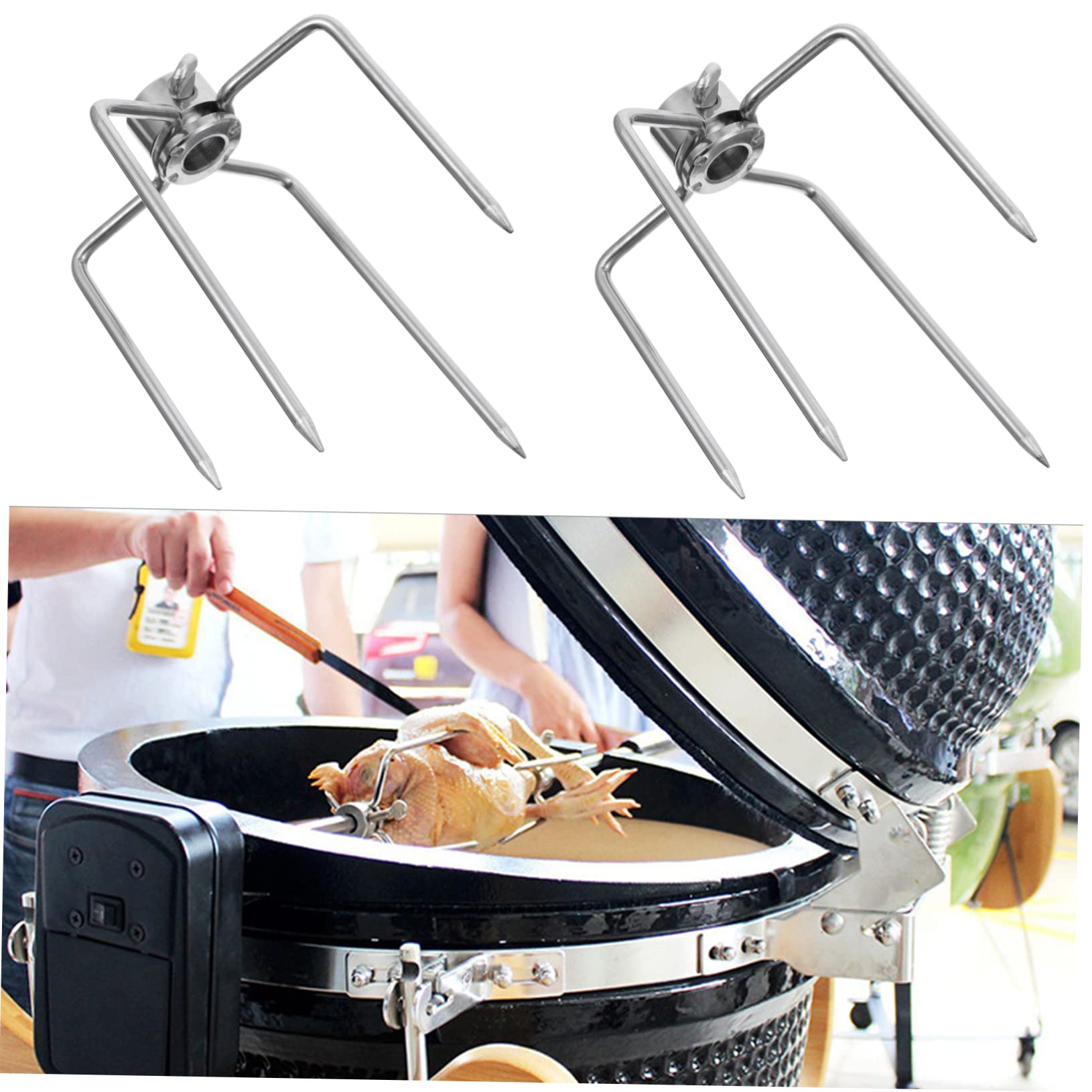 BESPORTBLE 2pezzi Forchette Per Inossidabile Per Barbecue Utensili Per Grigliate Facili Da Pulire e Riutilizzabili Per Kebab e Di Pollo