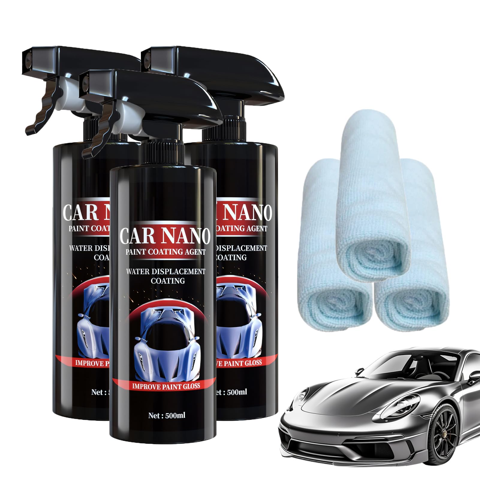 Auto Politur Set, Auto Politur Spray, Autopolitur Kratzer Entfernen, Nano Auto Spray Kratzer Entfernen, Auto Polierset Antifouling und Anti-Staub für Autolackoberfläche und Innenraum (1500 ML)