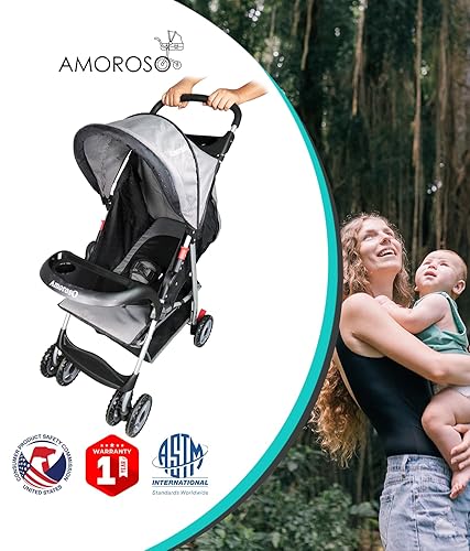 Miniatura 11 de AmorosO Cochecito individual - Cochecito de bebé con cuatro ruedas - Cochecito ligero - Cochecito convertible con espacio de almacenamiento