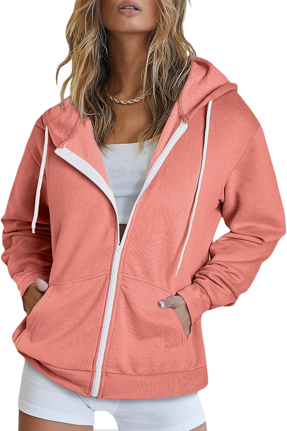 Dokotoo Women's Full Zip Up Hoodie Long Sleeve Hooded Sweatshirts Pockets Jacket Coat for Women