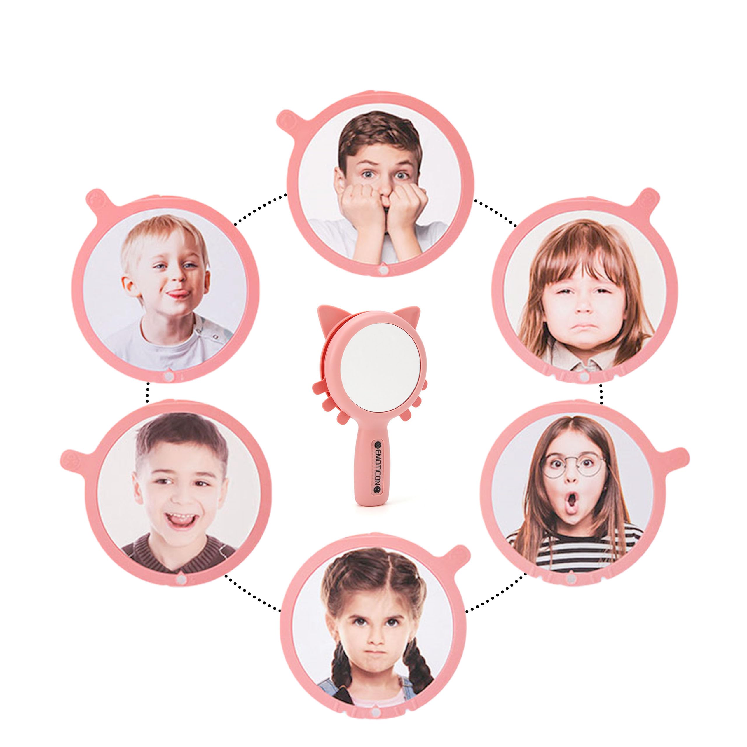 See My Feelings Mirror for Kids, Shatterproof Emotional Regulation Tool, Pink Handheld Mirror for Social Emotional Learning, Autism Learning Support, Anger Management & Calm Down Corner Supplies