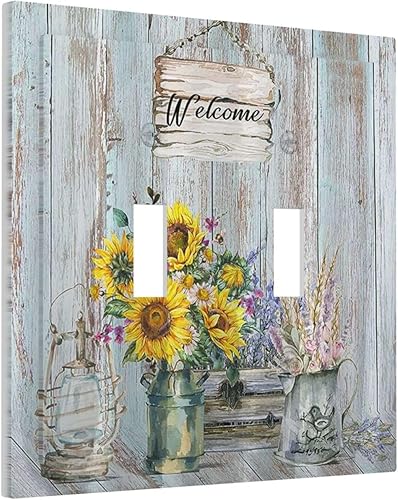 Miniatura 12 de Placa Cubierta de Interruptor de Luz de Palanca Individual con Diseño de Flor Botánica en Tablero de Madera Rústico Estilo Granja - Placa de Pared