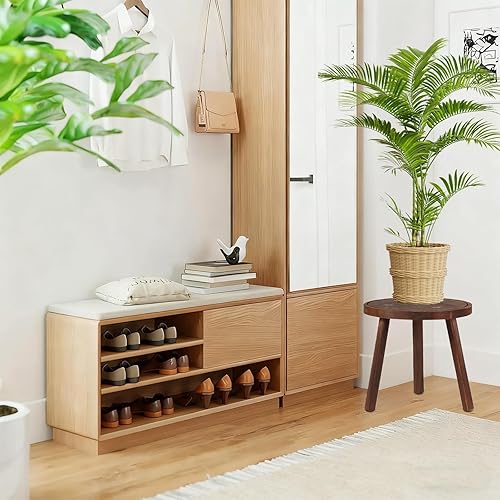 Miniatura 7 de Paquete de 4 soportes de madera para plantas para interiores y exteriores, soporte resistente para macetas de 6 a 12 pulgadas, madera de pino