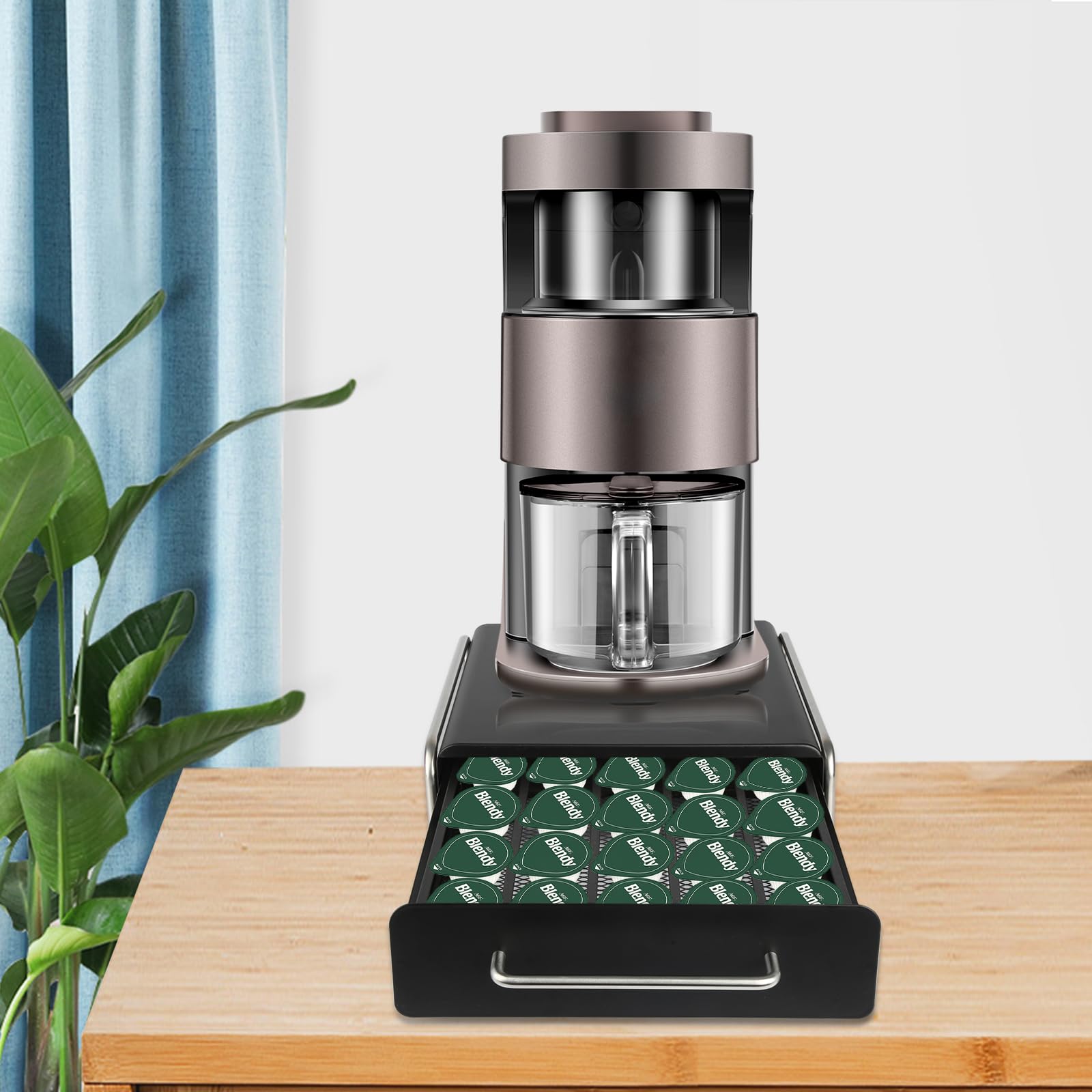 Cajón para cápsulas de café, almacenamiento para cápsulas de café Nespresso – Dispensador con 1 cajón, color blanco y negro (91B negro (puede contener 36 piezas)
