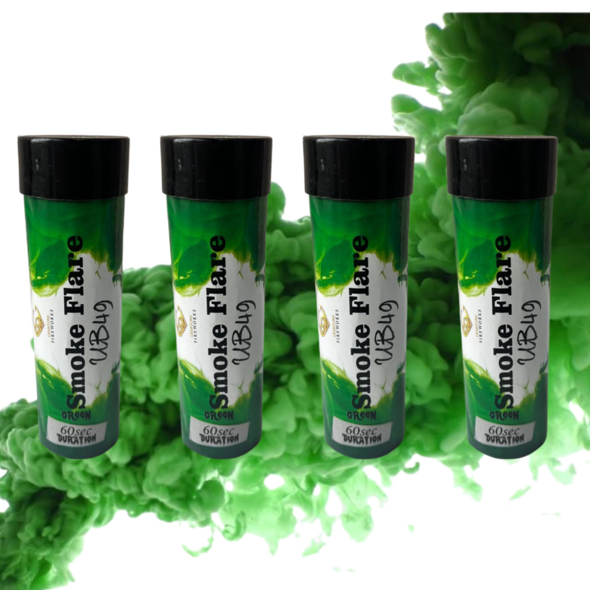 4 Mix Smoke Flares 60 seconds perfect for wedding birthday or any other occasion pull ring ignition (green)