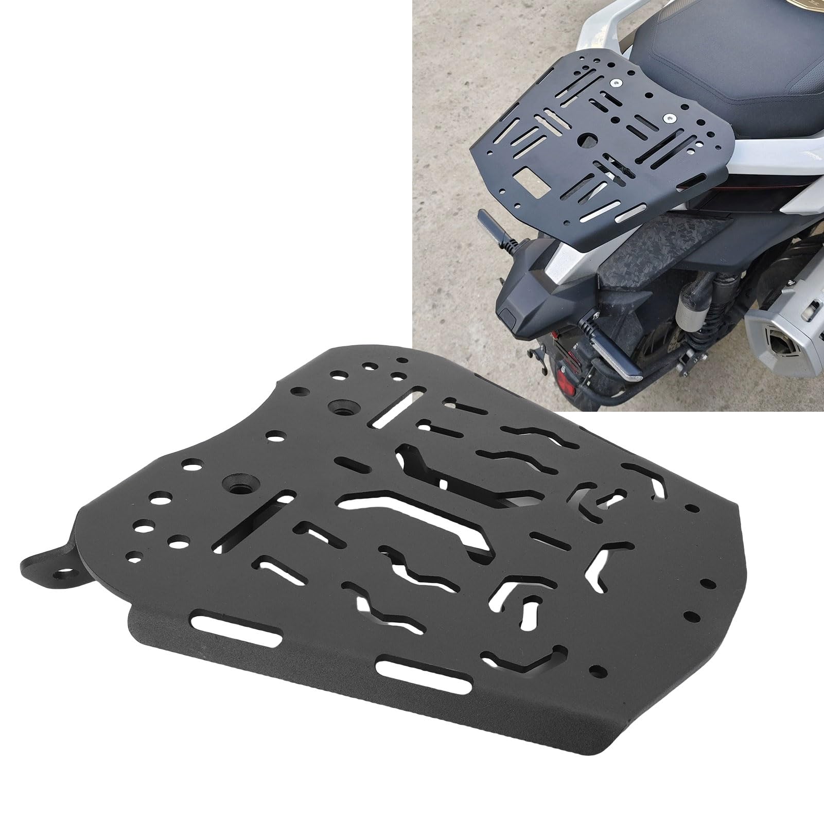 Ausla Piastra Posteriore per Scatola di Coda di Motociclette, Staffa Portapacchi in Acciaio Al Carbonio, Piastra di Montaggio per Top Case per ZONTES 368G 501G