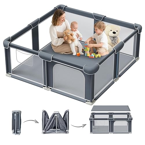 G TALECO GEAR Corralito plegable para bebés y niños pequeños, patio de juegos portátil de 50 x 50 pulgadas con alfombra, corral de juegos plegable