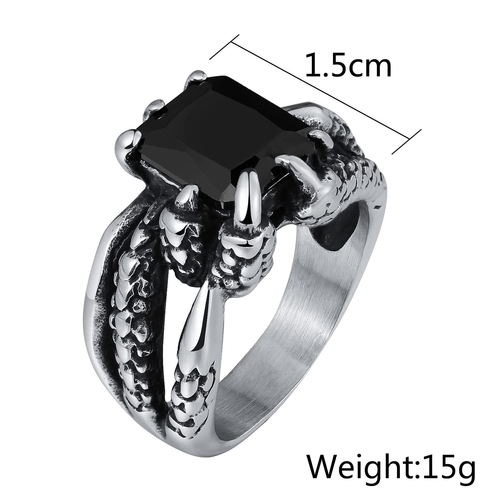 Anello A Fascia Uomo Acciaio Anelli di Promessa Anello Artiglio del Drago con Zirconi Anelli Uomo Rosso/Viola/Bianco Taglia 15 to 25