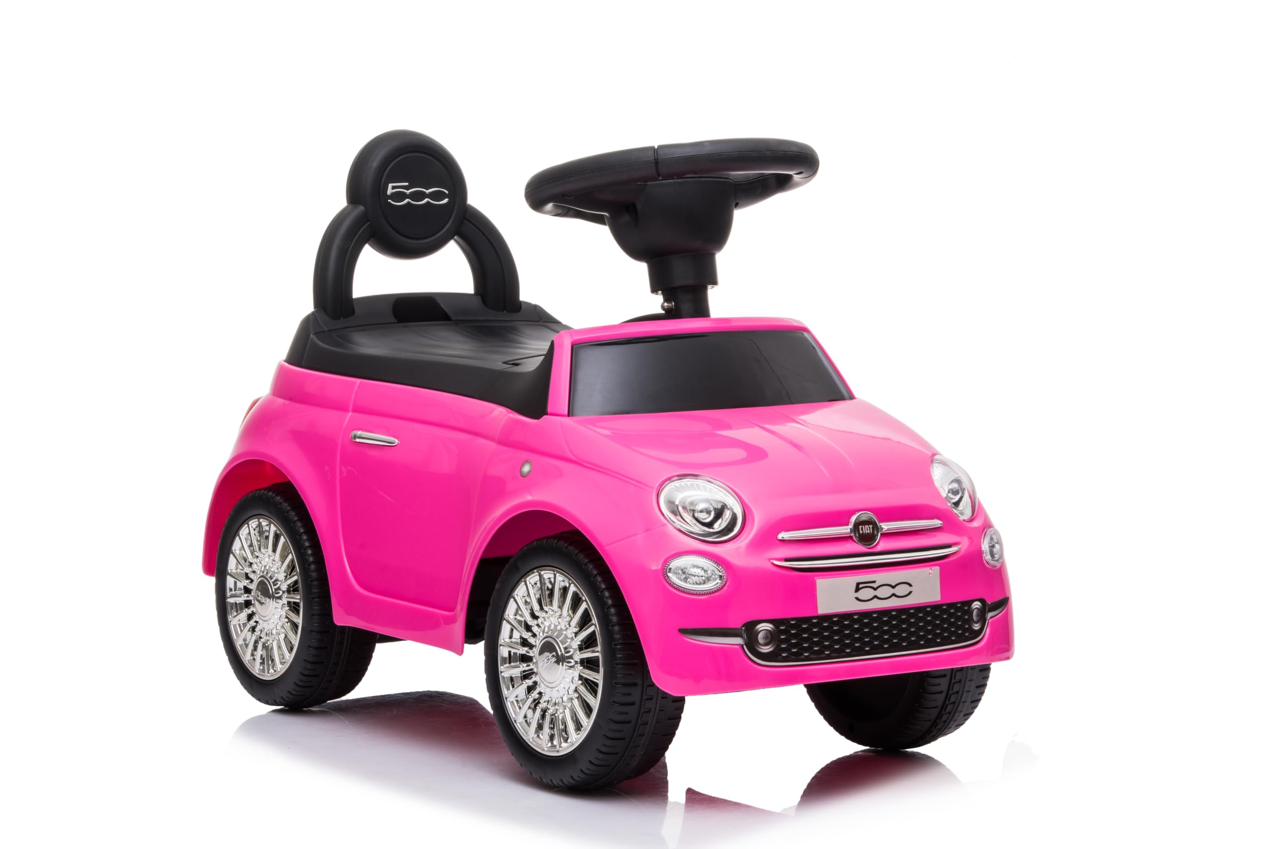 TOYSCAR Auto a Spinta Macchinina Fiat 500 Primi Passi Cavalcabile Per Bambini da 12 a 36 Mesi Con suoni e Sistema Antiribaltamento Vano Portaoggetti e Schienale per Imparare a Camminare (Rosa)
