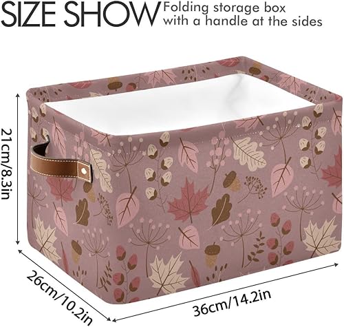 Miniatura 4 de Cesta de almacenamiento rectangular de hojas de otoño, cesta de almacenamiento plegable para guardería, juguetes, libros, cestas impermeables para