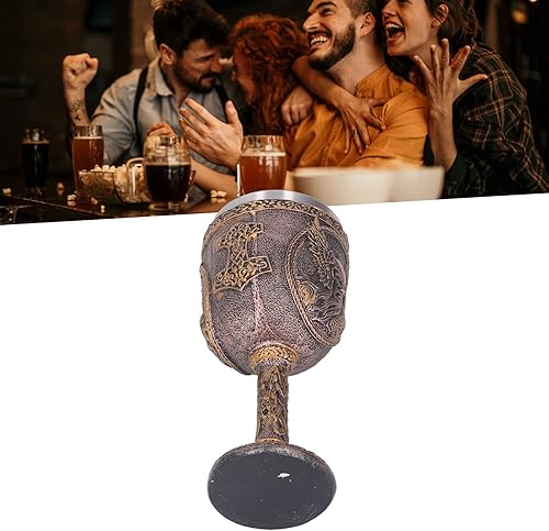 Miniatura 5 de Cáliz nórdico, cáliz hecho a mano, copa de vino nórdica con revestimiento de acero inoxidable carcasa de resina decorativa retro taza de cerveza