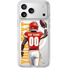Custom Name and Number Football Clear Phone Case for iPhone 17 16 Pro Max 16E 15 14 13 12 11 Plus Air XR X, Anti-Yellowing,Personalization Kansas City Inspired Player Design for Gift