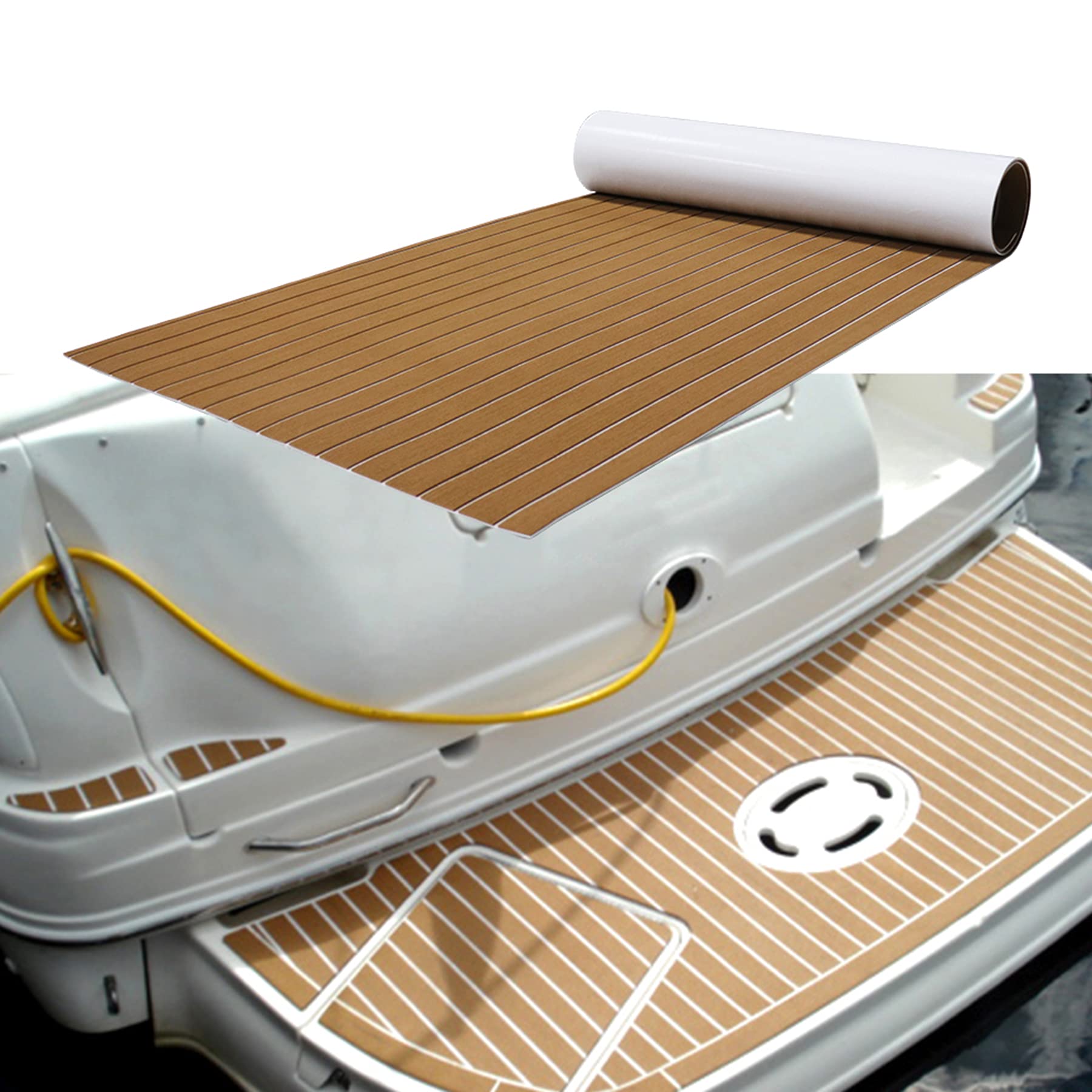 Marrone Tappetino Antiscivolo per Barca - Decking Barca Teak Sintetico Marino Tappetino Antiscivolo Impermeabile per Decorazione dello Yacht