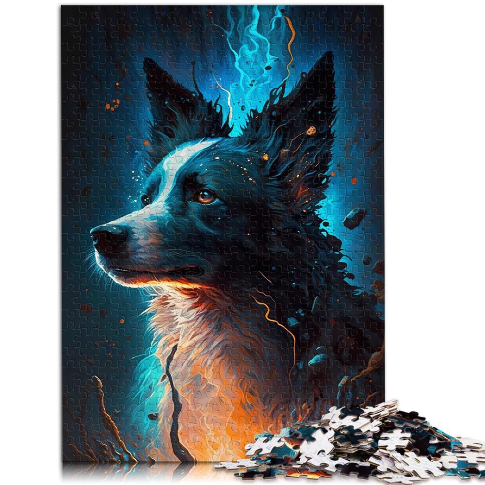 Chien Border Collie Puzzles pour Adultes 2000 pièces Jouets à Faire soi-même avec des pièces de Formes aléatoires entièrement imbriquées 70x100cm