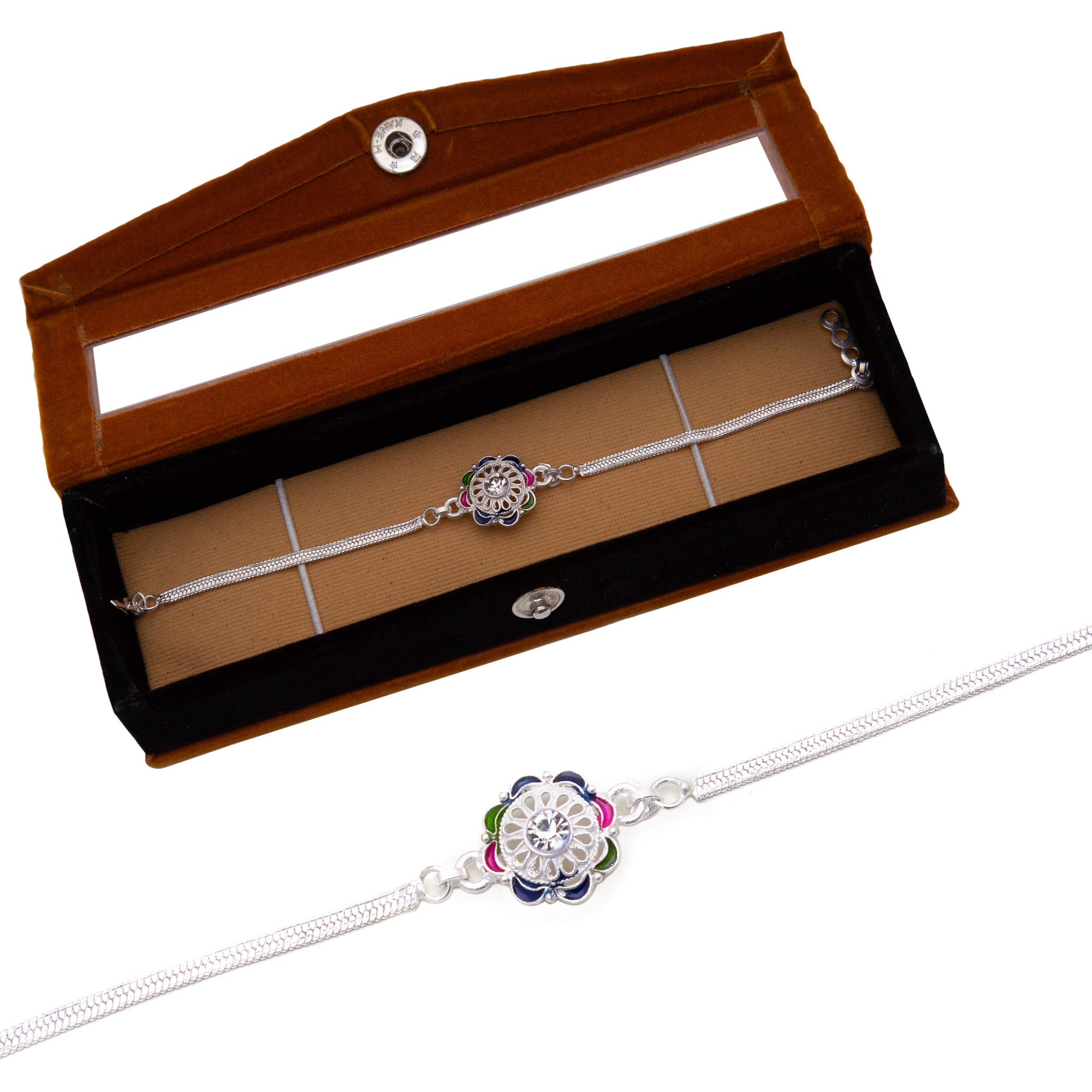 NINE10 Silver Bracelet Rakhi With Velvet Gift Box for Men & Boys (Silver) (B07VN7H2QK) Amazon Price History, Amazon Price Tracker