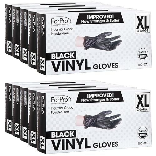 ForPro - Guantes desechables de vinilo, grado industrial, sin polvo, sin látex, no estériles, aptos para uso alimentario, profesionales, 0.07 mm,