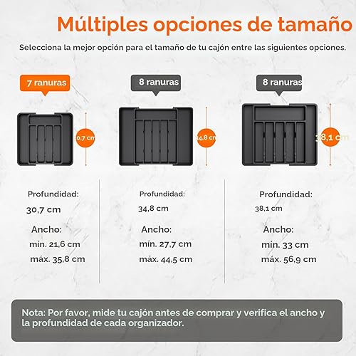 Miniatura 4 de Lifewit Organizador de cajones de cubiertos, bandeja expandible para utensilios de cocina, sin BPA y soporte para cubiertos, almacenamiento de