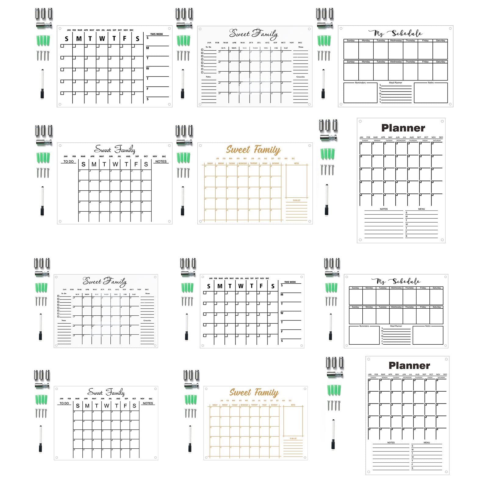 Acryl-Kühlschrankkalender, transparenter Kühlschrankkalender, Wochenplaner, Whiteboard aus Acryl