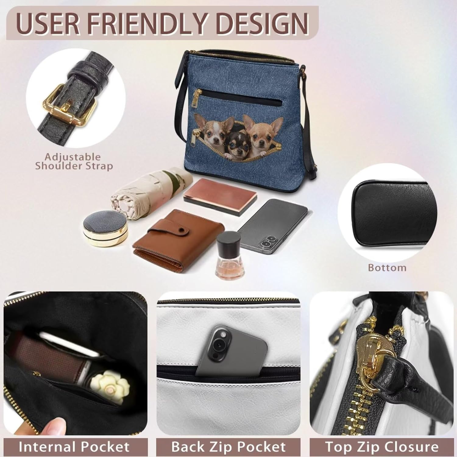 Women Handbags Crossbody Messenger Bag with Adjustable Strap PU Leather Bucket Bags