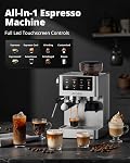 AIRMSEN Espresso Machines with Burr Grinder, 20 Bar, Milk Frother Steam Wand, Stainless Steel Coffee Maker for Home - Cappuccino Latte & Cold Brew Iced Coffee Maker & Americano