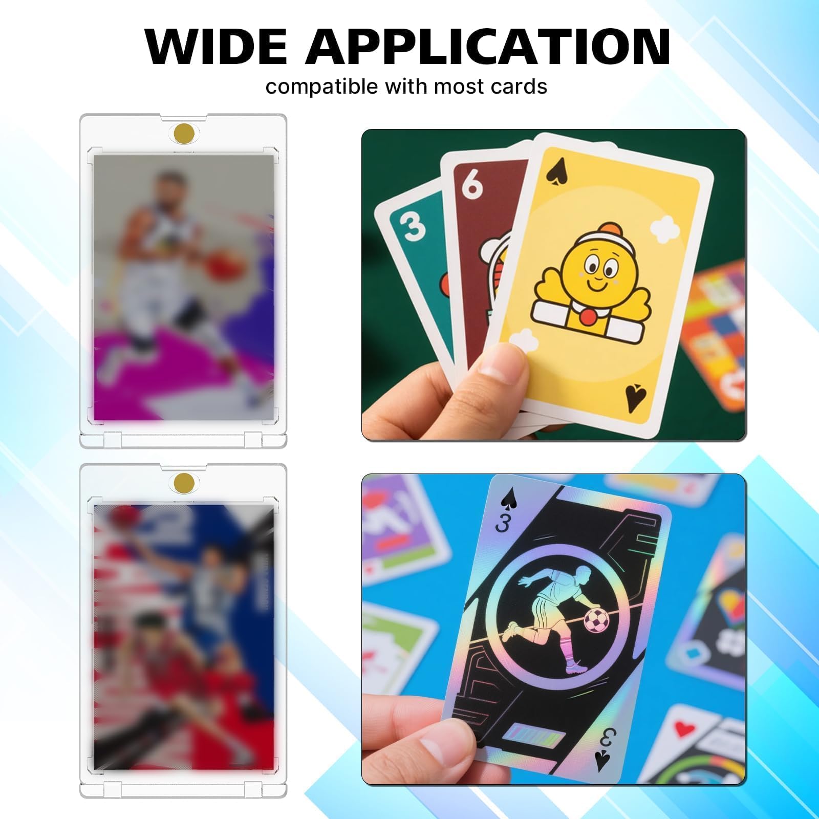 80 porta carte magnetiche in acrilico da 130 pt, 6,3 x 8,9 cm, porta carte One Touch, design ad accesso rapido, custodia magnetica rigida e durevole, per raccogliere carte, conservare ed esporre