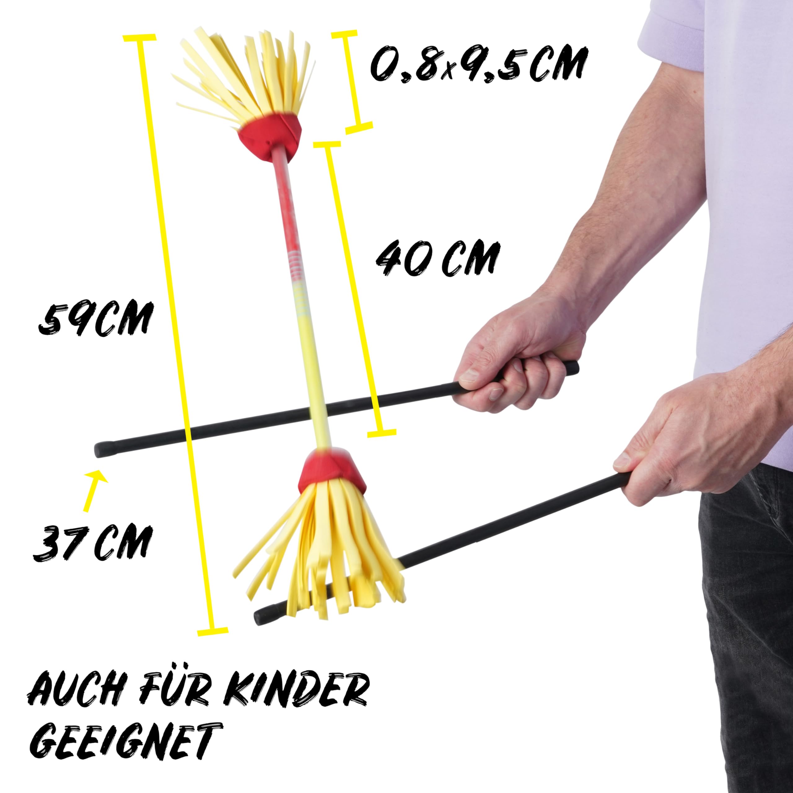 Diabolo Freizeitsport Flowerstick Pro Short (amarillo-rojo) – palo corto de fibra de vidrio con 2 palos, reactivo UV, pintado a mano, ideal para avanzados y profesionales