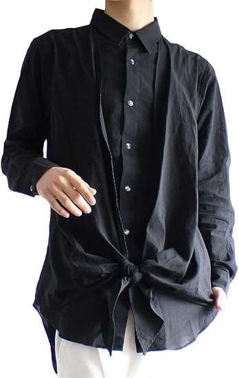 Amazon アルビノ Albino カシュクール アレンジ フェイクレイヤード ロング シャツ Free ブラック シャツ 通販 Amazon アルビノ Albino カシュクール アレンジ フェイクレイヤード ロング シャツ Free ブラック シャツ 通販