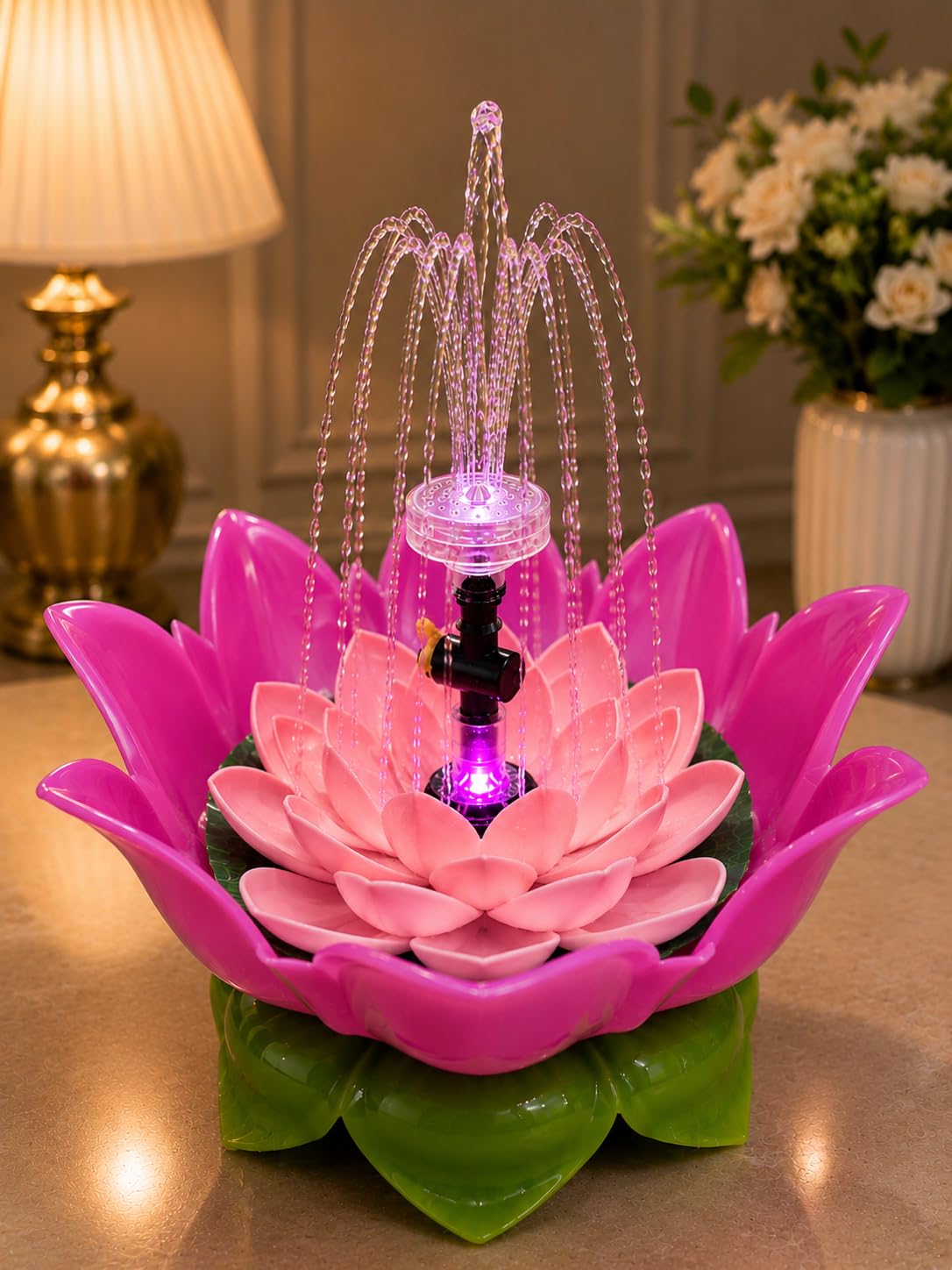 Lotus Fountain - Home Temple Decor with LED Light -8