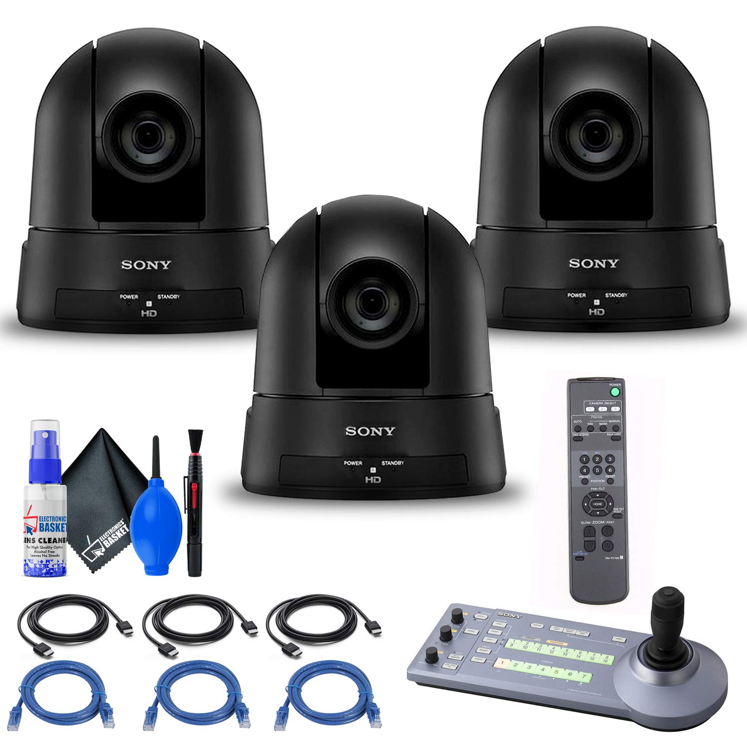 3 x SRG-300H 1080p Desktop & Ceiling Mount Remote PTZ Camera with 30x Optical Zoom (SRG300H) + RM-IP