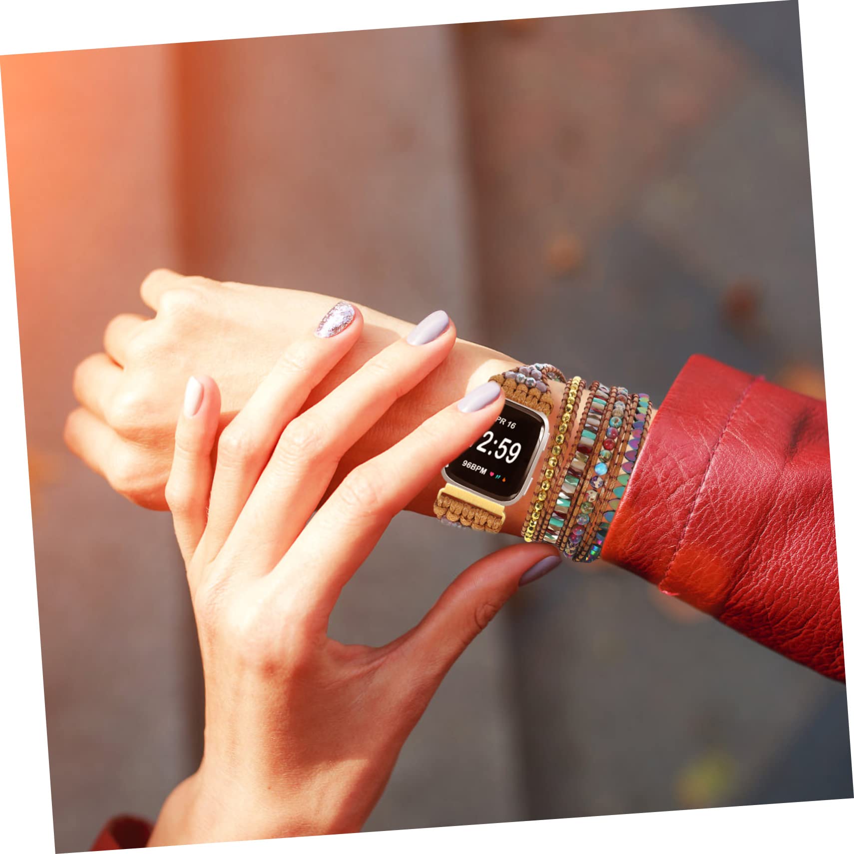 DOITOOL Lot De 5 Bracelets De Montre Décoratifs En Pierre Tissée Pour Montre Connectée Légers Confortables Et Faciles À Installer