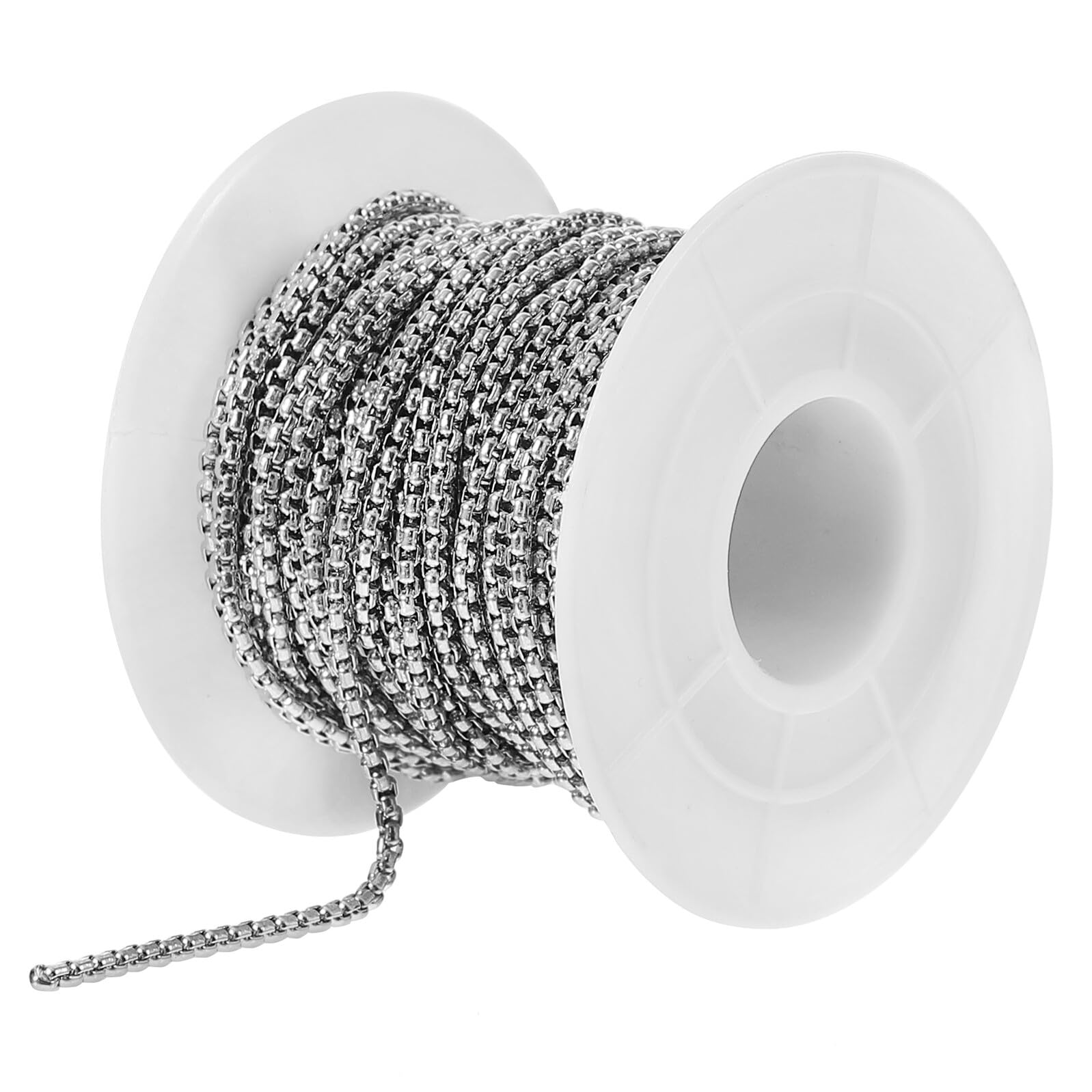 SOIMISS Catena per Creazione di Gioielli in Acciaio Inossidabile 10 Iarde Catena di Perline Metalliche Argentate da 2 MM Adatta per Collane e Decorazioni su Maglioni