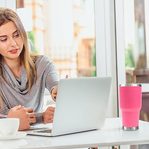 Miniatura 6 de Vaso térmico de acero inoxidable de 30onzas, taza de viaje con tapa abatible para popote, con cepillo de limpieza, con aislamiento al vacío de doble