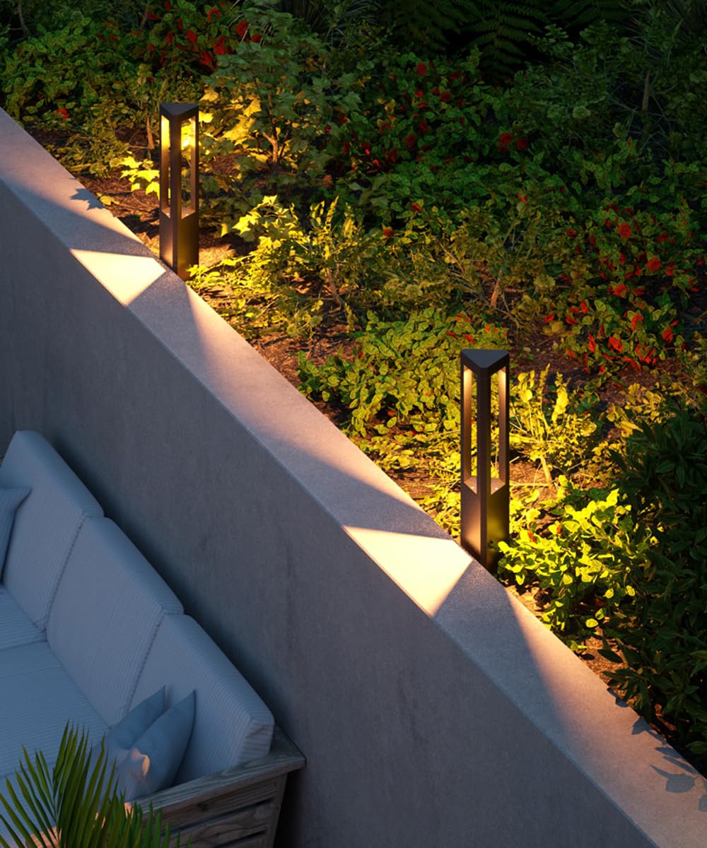 Luz moderna del camino del paisaje Iluminación LED negra del camino Iluminación del bolardo impermeable al aire libre del aluminio Luces de la entrada Lámpara de pie al aire libre para la decoración d