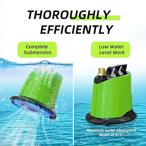 Miniatura 3 de AgiiMan Bomba de sumidero - Bomba de agua sumergible de 125 W 1100 GPH con manguera de drenaje de 16 pies, cable de alimentación extra largo de 25