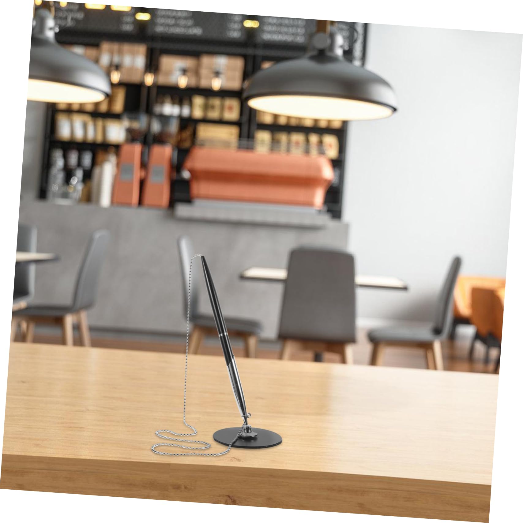 Stylo De Signature Avec ChaîNe Et Base Rotative Stylo Bureau MéTal Argenté Avec 10 Recharges Pour Usage Quotidien Bureau Ou Banque