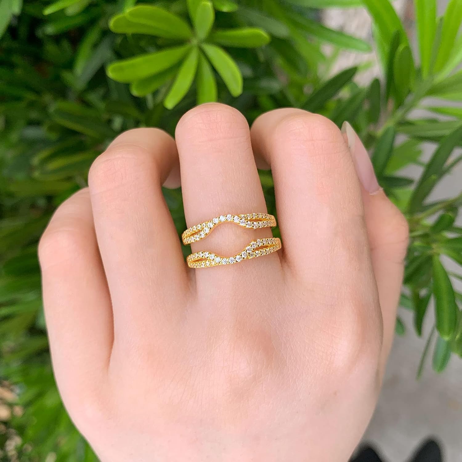 SHELOVES Womens 925 Sterling Silver Engagement Ring Enhancer Round White AAAAA CZ Infinity Wrap Guard Rings Sz 4-13 - Image 4