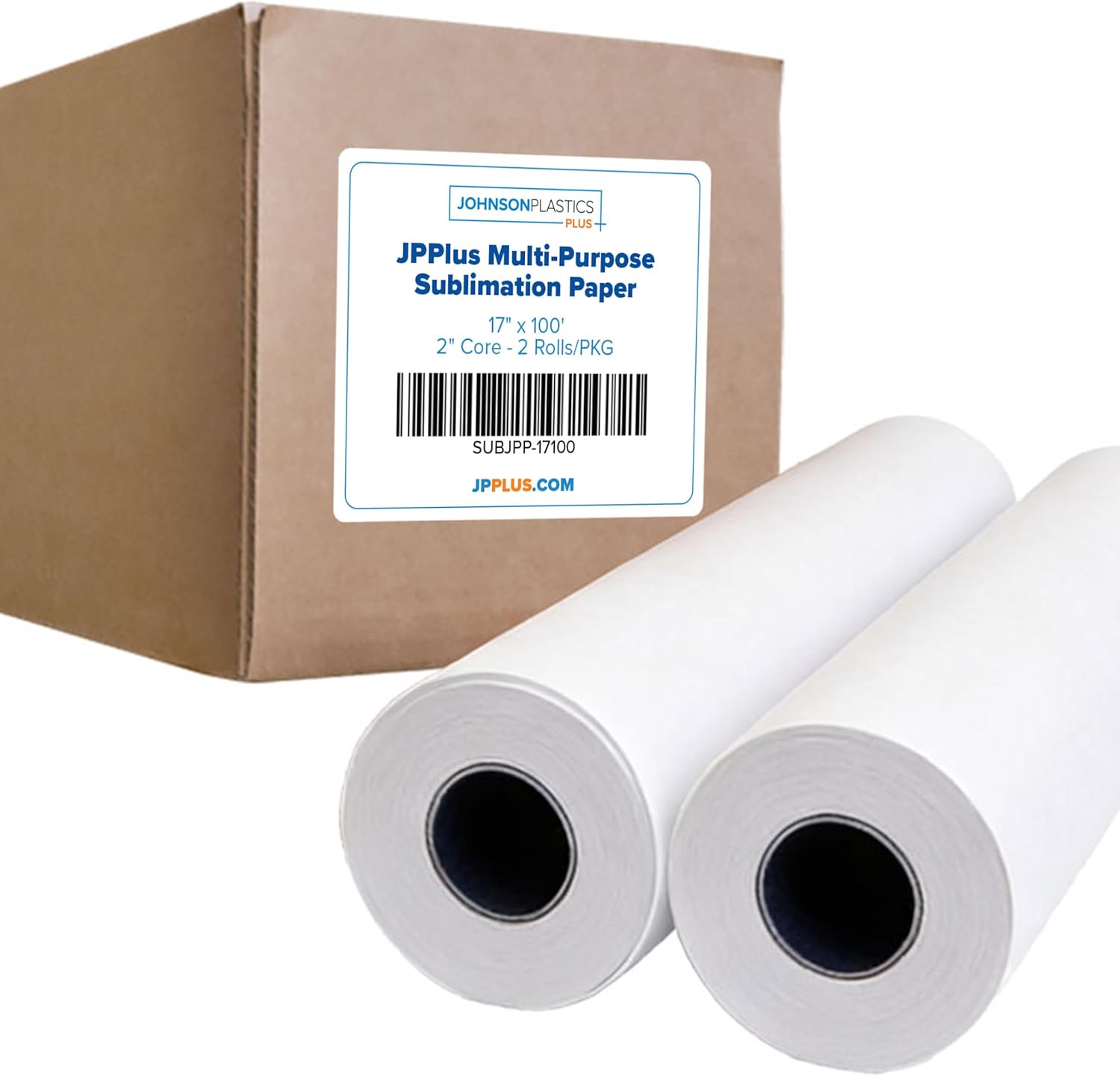 JPPlus Multi-Purpose Sublimation Paper Roll (2 Rolls/Pack) 90gsm, Double-Sided Hybrid A Sub Paper for Hard & Soft Blanks, Fast Drying, 2" Core, Compatible with Epson SureColor F570 (17" x 100')