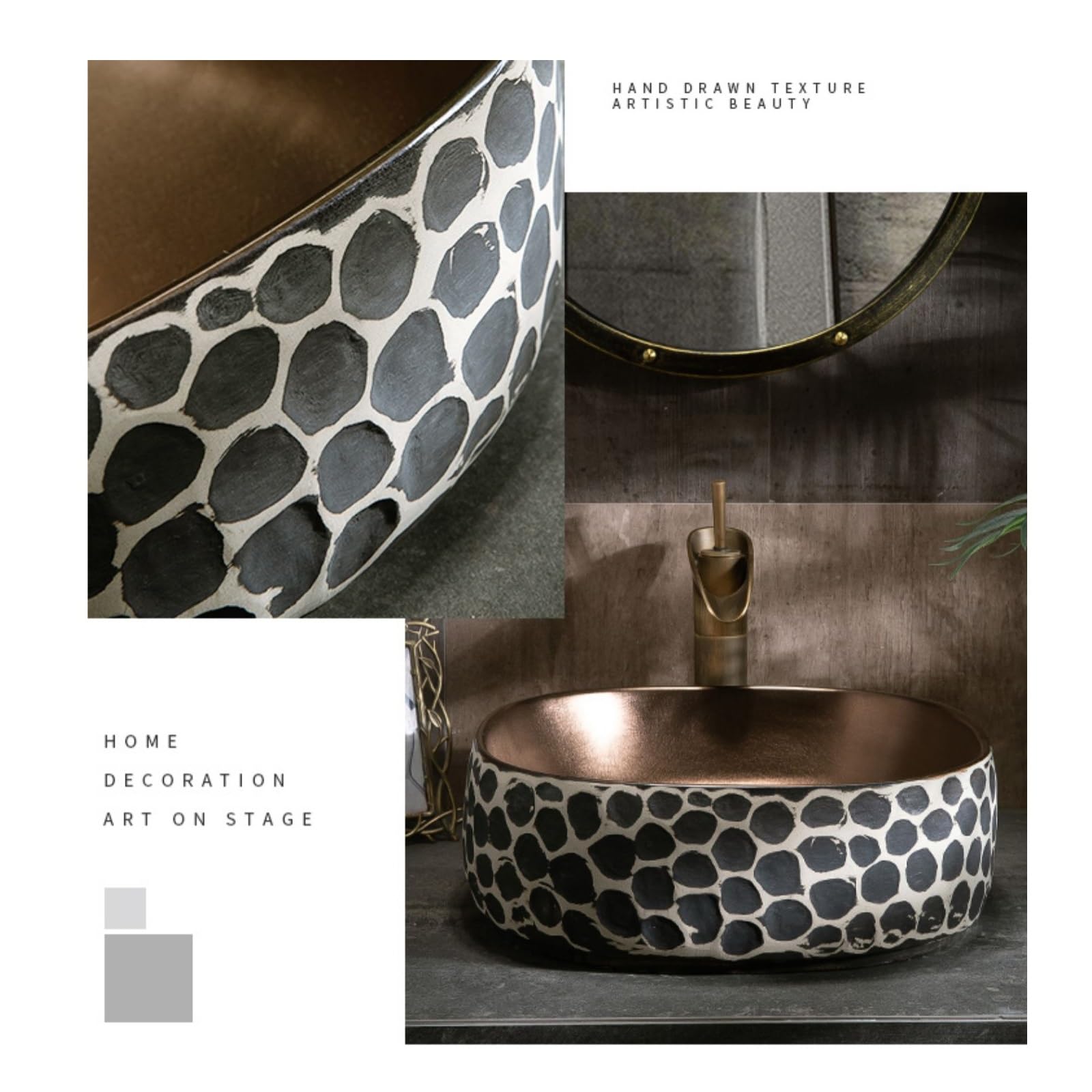 Kwadratowa ceramiczna umywalka łazienkowa 43 cm, stylowa umywalka nablatowa, kompletny zestaw odpływowy do nowoczesnej szafki toaletowej, idealny do użytku domowego i komercyjnego