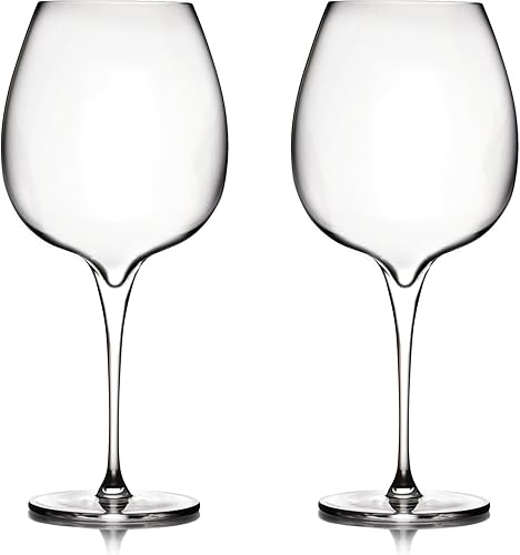 Nambe Vie Pinot Noir Copas de vino  Copas de vino tinto de tallo largo para Burdeos y Borgoña  Juego de 2 vasos transparentes  28 onzas cada uno