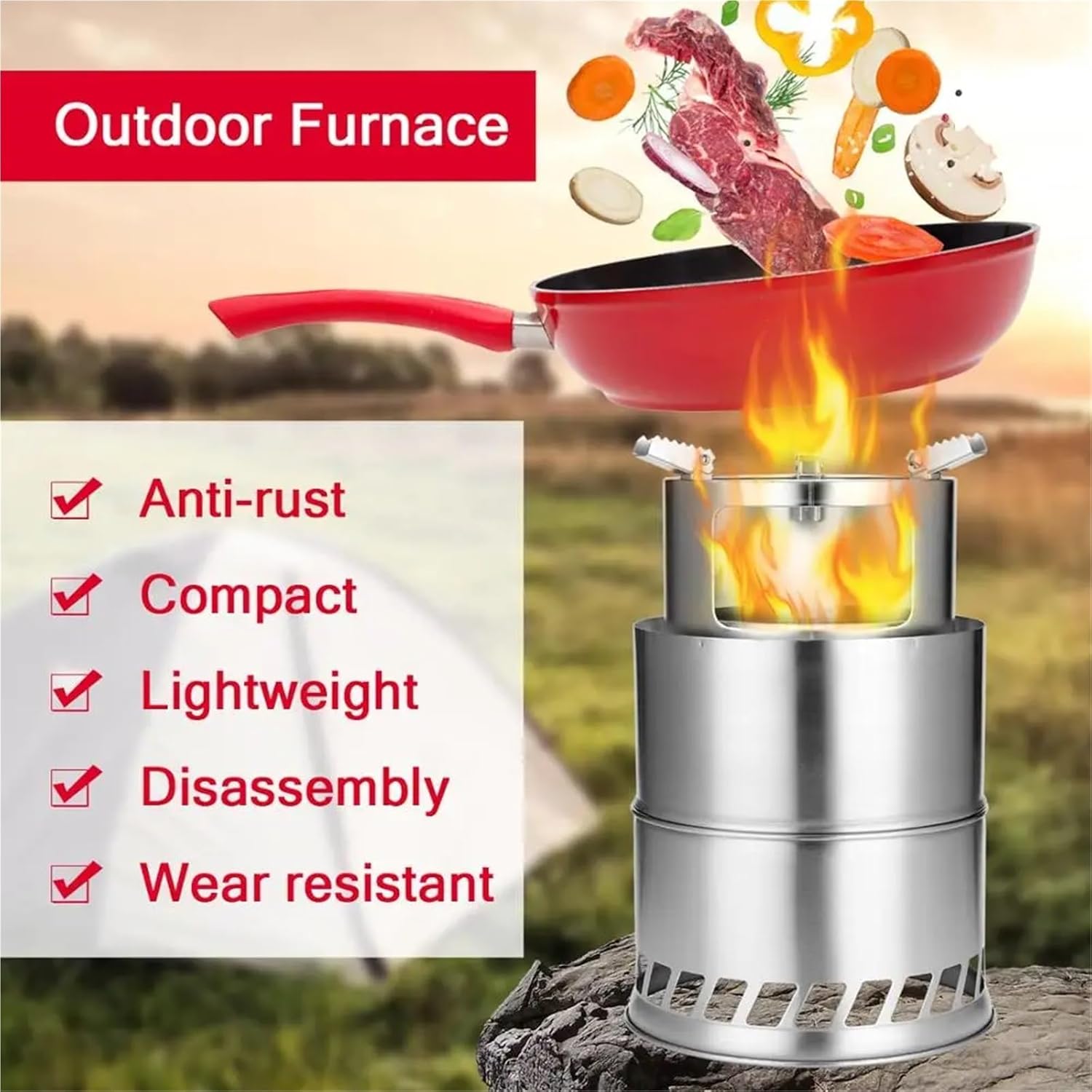 Kerosene Heater, Outdoor Camping Furnace End Deconstructable Wood Stoves Picnic Barbecue Cross Border Detachable Burner,for Indoor Camping Garage(Small)