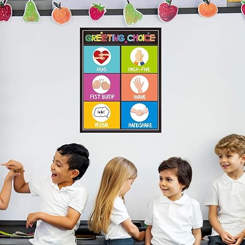 Miniatura 6 de Greeting Choice - Póster de reglas para el aula, decoración de aula de regreso a clases, 11 x 14 pulgadas, para preescolar, secundaria, escuela