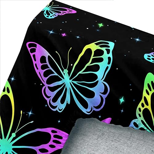 Miniatura 5 de CVHouse Juego de sábanas de mariposa neón, tamaño individual, 1 sábana encimera y 1 sábana bajera con 2 fundas de almohada, 4 piezas