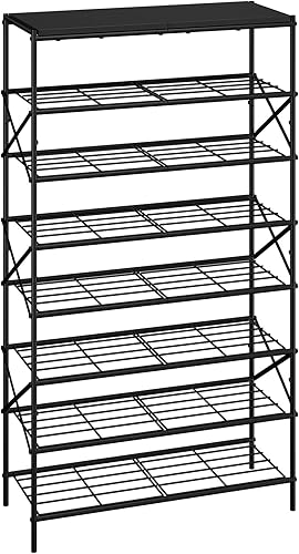 Miniatura 11 de IBUYKE Zapatero de 8 niveles, organizador de almacenamiento de zapatos de gran capacidad para 32 pares de zapatos, estante de almacenamiento de