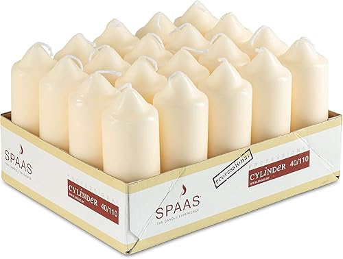 SPAAS - Velas de pilar de color marfil, paquete de 20 unidades, 1.5 x 4 pulgadas, velas de cena sin goteo, sin perfume para decoración del hogar,