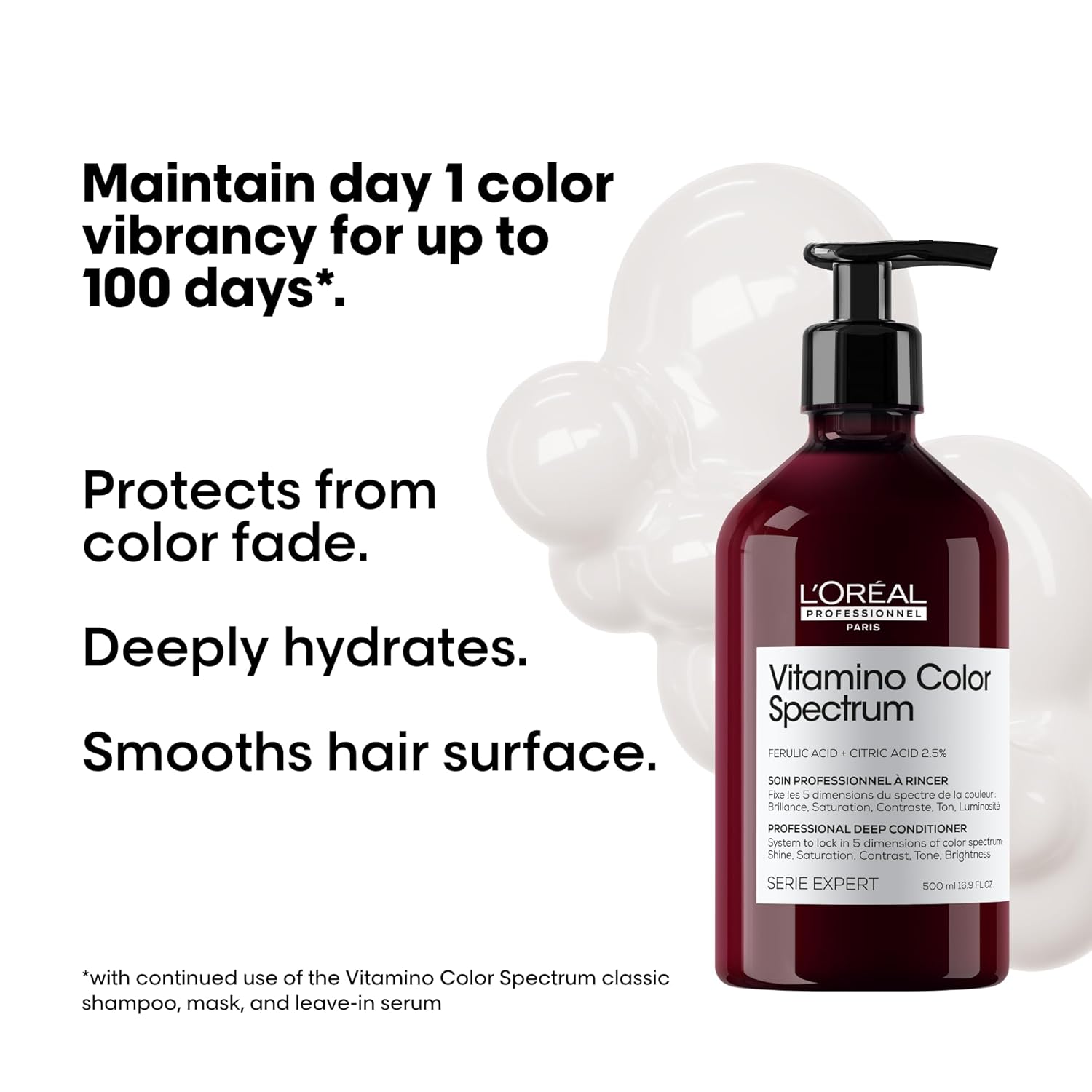 L'Oréal Professionnel Paris Vitamino Color Spectrum Shampoo & Deep Conditioner Set - Maintains Day 1 Color Vibrancy, Provides Ultra High Glass Shine For All Colored Hair, Gently Cleanses & Nourishes