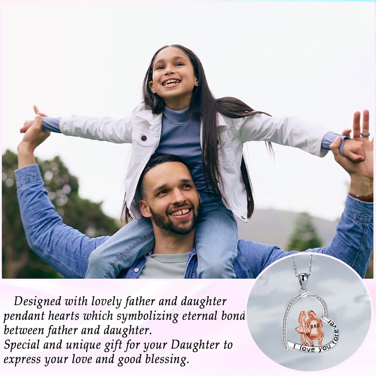 Daughter Gifts from Dad, I Love You Forever Daughter Necklace Gift from Dad Father to daughter Birthday Graduation Back to School Gifts for Christmas Valentines - Image 4