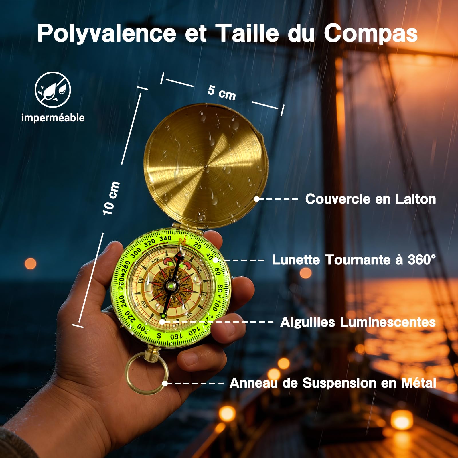 Télescope Pirate Rétro Monoculaire Zoomable avec Carte au Trésor 25x30 Vintage Longue Vue Enfant Lentille BAK-4 Imperméable Mini Télescope avec Boussole pour Camping Observation des Oiseaux