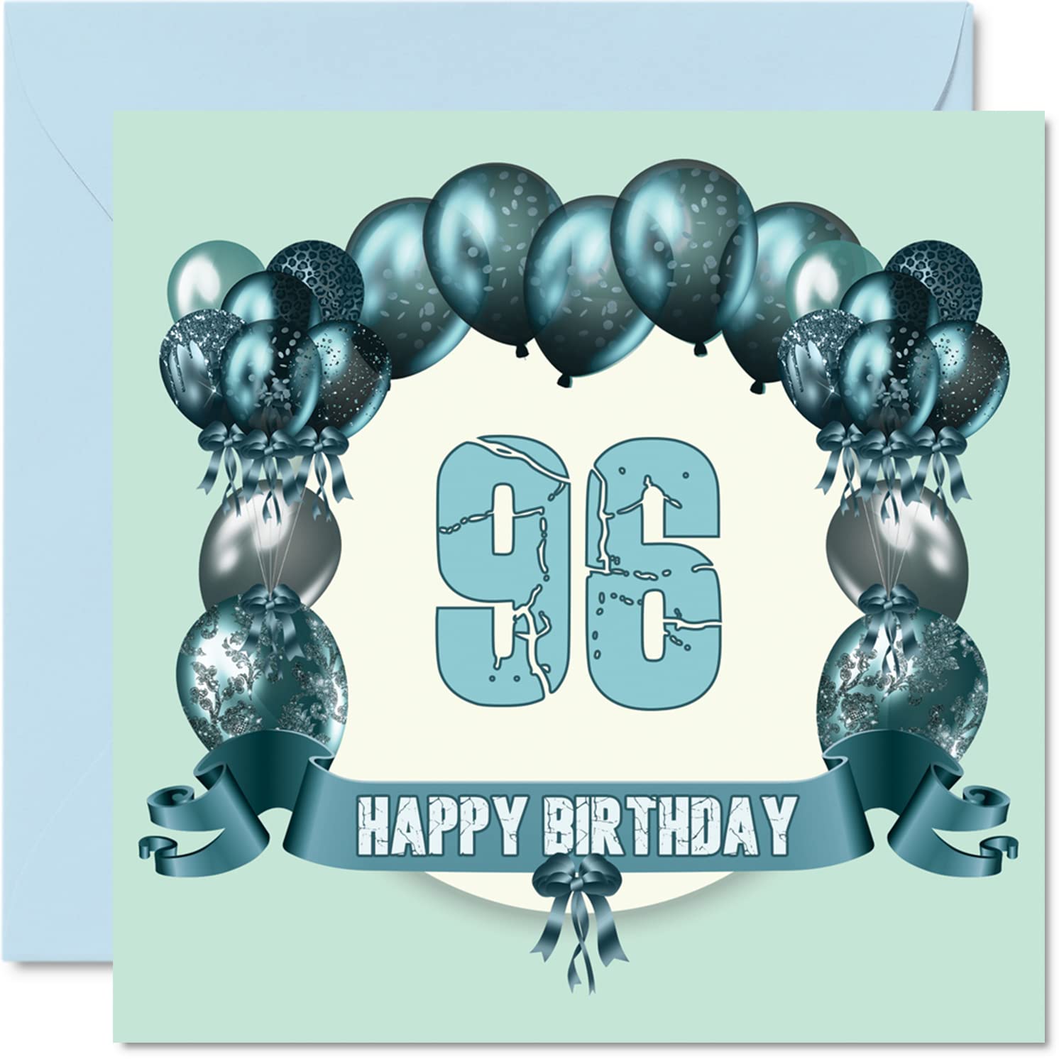 Fun 96th Birthday Cards for Men - Birthday Balloons - Card for Great Grandad Dad Granny Grandma Mum Nanny Gran Grandpa Nan, 145mm Greeting Cards, 96th Card