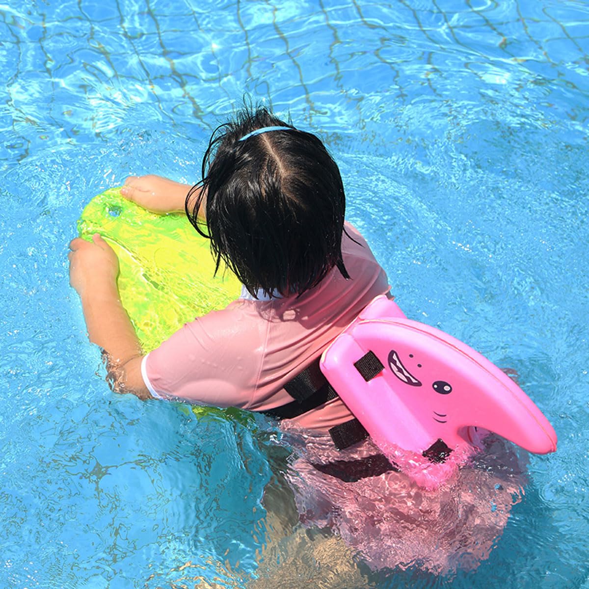 Sarini Tavola Galleggiante a Forma Di Pinna Di Squalo, Galleggiante Per Il Nuoto in Piscina, Attrezzature Per Esercizi in Piscina, Rosa Per Facilitare L'allenamento Al Nuoto